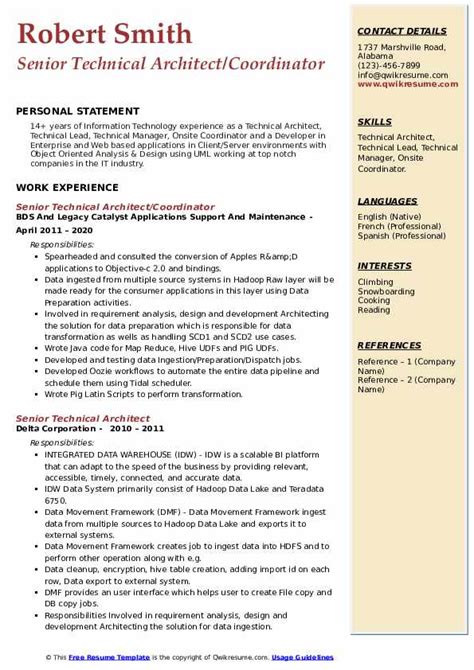 Technical Architect Resume Sample