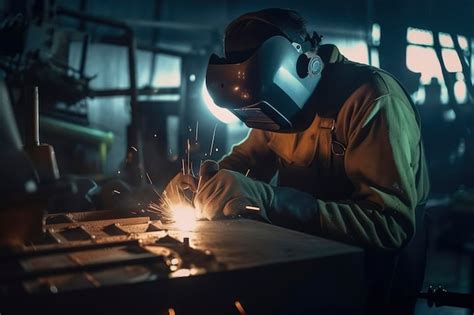 Trabajos De Soldadura En La Fábrica Trabajador Industrial Suelda Tubos