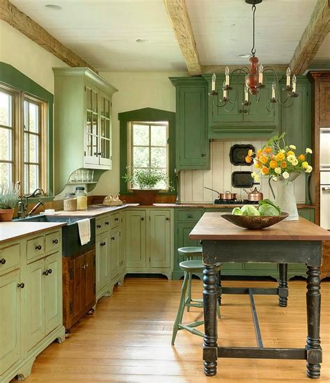 Download Rustic Green Kitchen Cabinets Wallpaper - WallpapersHigh