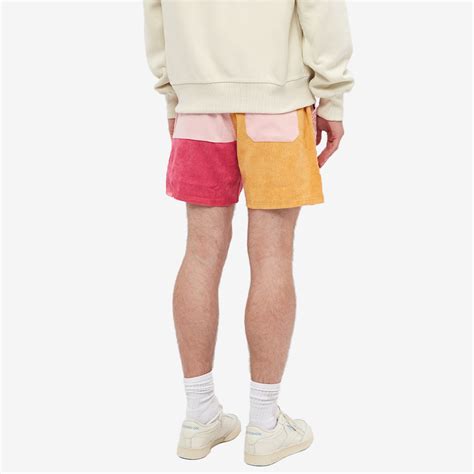 TFIOM Sun Of Mars Corduroy Patchwork Shorts Orange Pink END