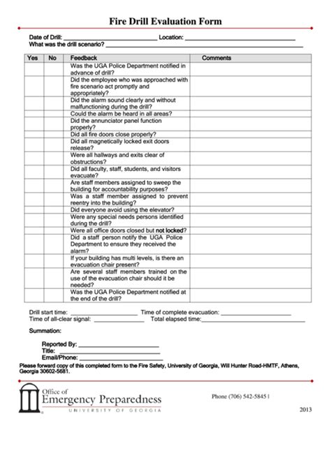 Fire Evacuation Drill Report Template