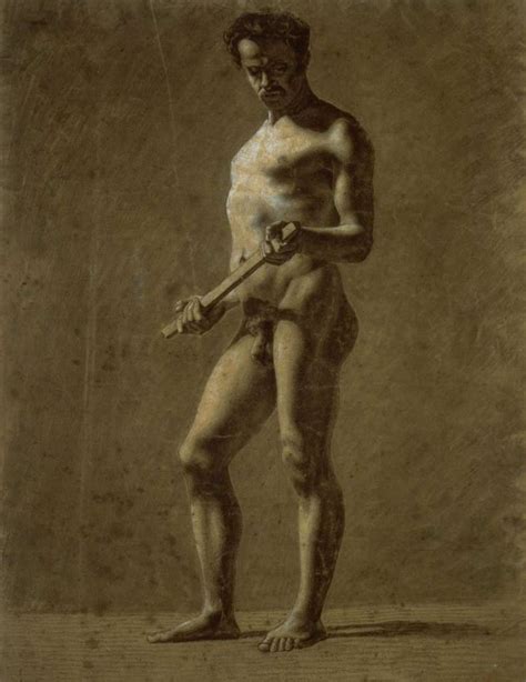 Standing Academic Male Nude Recto Sketch Of Upper Arm Verso