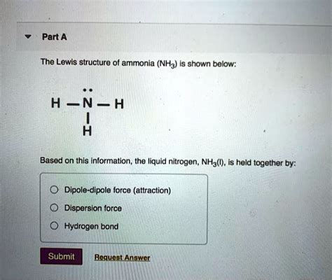 Solved Part A The Lewis Structure Of Ammonia Nh3 Is Shown Below Hnh H Based On This