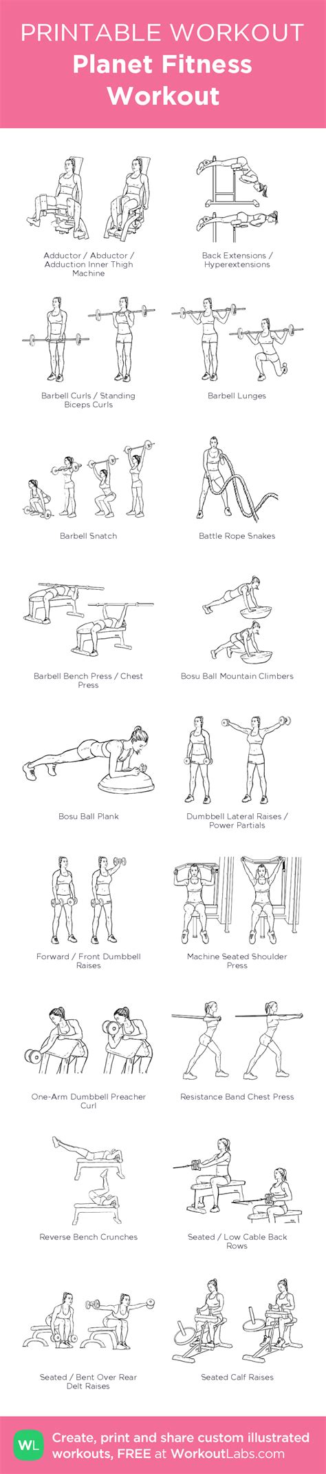 Planet Fitness Workout Chart