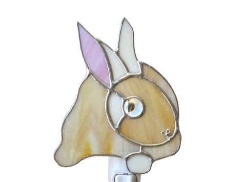 Bunny Rabbit Stained Glass Suncatcher Panel White Easter Etsy