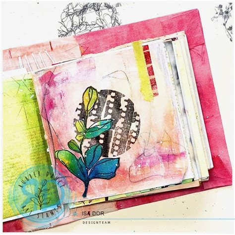 Mixed Media Art Journal Page With Sketchy Leaves Rubber Dance Art