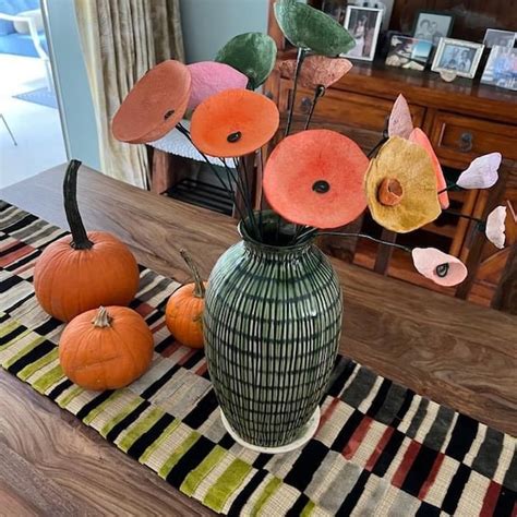 Long Stem Papier Mache Flowers Flower Arrangement Home Decoration