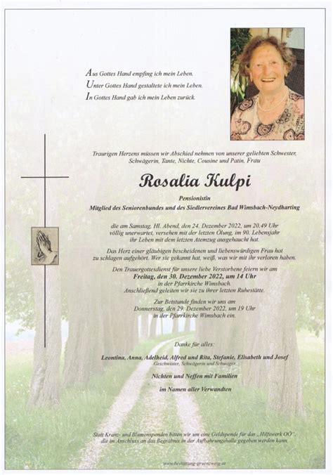 Rosalia Kulpi Bestattung Grünzweig