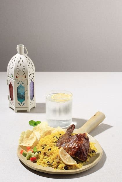 Délicieux Poulet Biryani Sur Plaque En Céramique Plat Briyani Beau