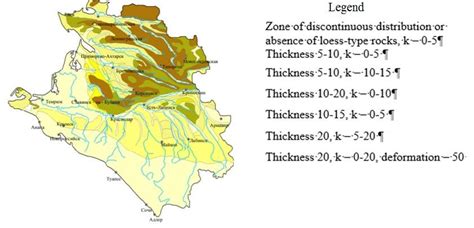 Combined schematic map of the distribution of loess-type rocks and the ...