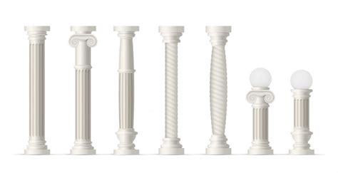 Conjunto de columnas antiguas Colección de columnas blancas clásicas