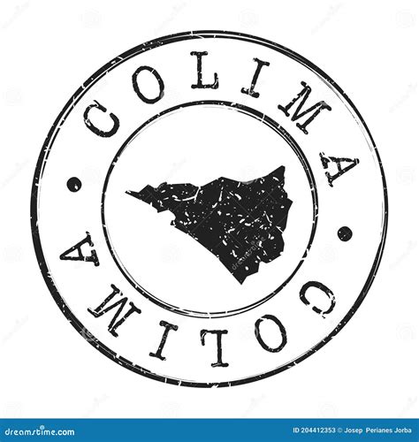 Colima Mexico Map Postmark A Silhouette Postal Passport Stamp Round