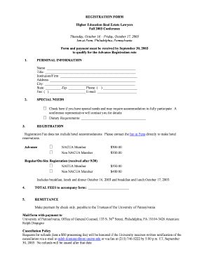 Fillable Online Upenn Registration Form University Of Pennsylvania