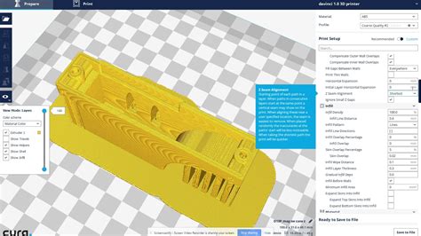 Cura Settings For Gcode Generation Of Stl Files To Print On Davinci