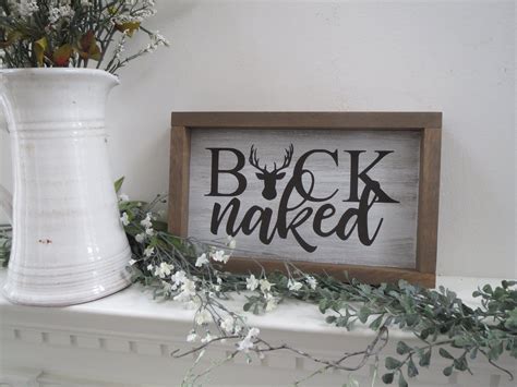Buck Naked Bathroom Sign Rustic Bathroom Sign Cabin Bathroom Sign