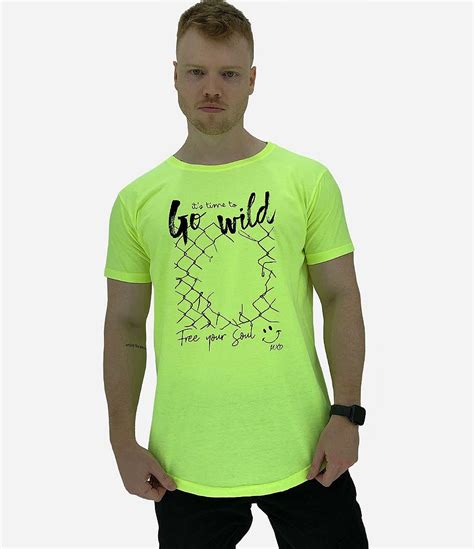 Camiseta Longline Masculina Manga Curta Mxd Conceito Go Wild Free Soul