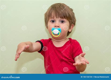 Cute Baby Boy With Pacifier Looking At The Camera Boy With Pacifier