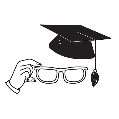 vector de ilustración de sombrero y gafas de graduación de doodle