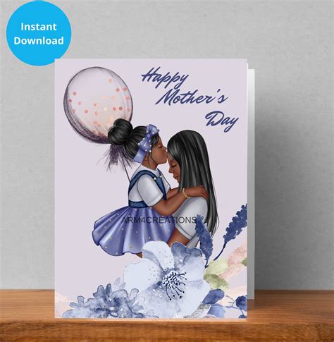 African American Mothers Day Card Printable Mothers Day Card Mother Daughter Card Afrocentric