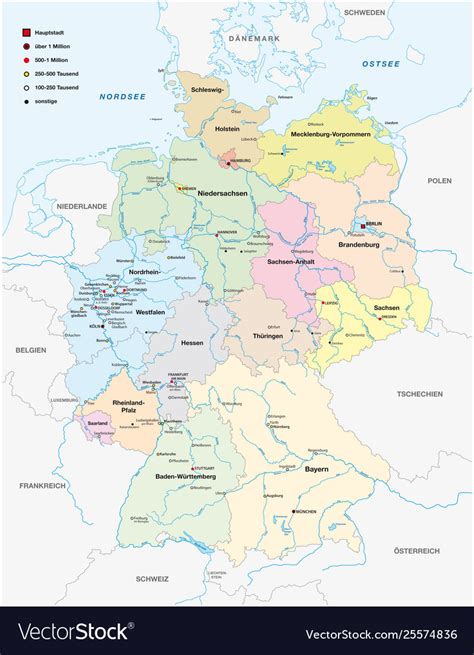 Map germany in german language Royalty Free Vector Image