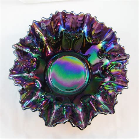 Fenton Purple Wildflower Carnival Glass Large Bowl Carnival Glass