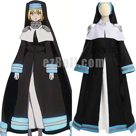 Anime Fire Force Cosplay Iris Nun Cosplay Costume Black Battle Firefighters Uniform Outfit