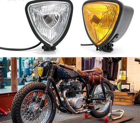 Universal Headlight H Triangle Shape Metal Body Chopper Cafe