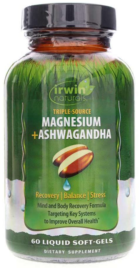 Irwin Naturals Triple Source Magnesium Ashwagandha 60 Softgels