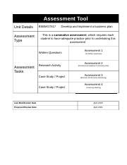 BSBMGT617 Student Assessment Tool Docx Pdf Assessment Tool Unit