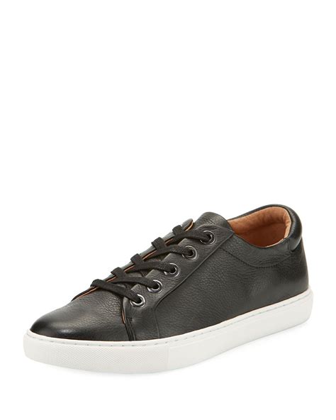 Gentle Souls Bobbie Lace Up Pebbled Low Top Sneaker In Black Modesens