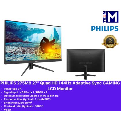 Philips Gaming Quad HD 27 275M8 LED VA Monitor 144Hz 1ms AMD