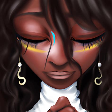 Beautiful African American Woman Praying Brown Skinned Tears Hyper