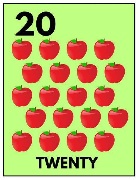 20 Printable Numbers Posters For Numbers 1 20 Wall Charts Classroom Educational Learning 85 X