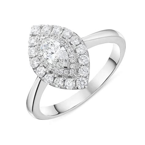 Beards Platinum Marquise Diamond Halo Ring