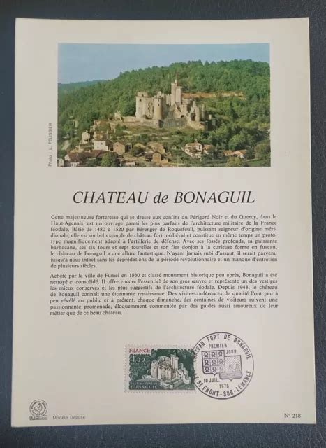 Document Philat Lique Premier Jour Ch Teau De Bonaguil Timbre N