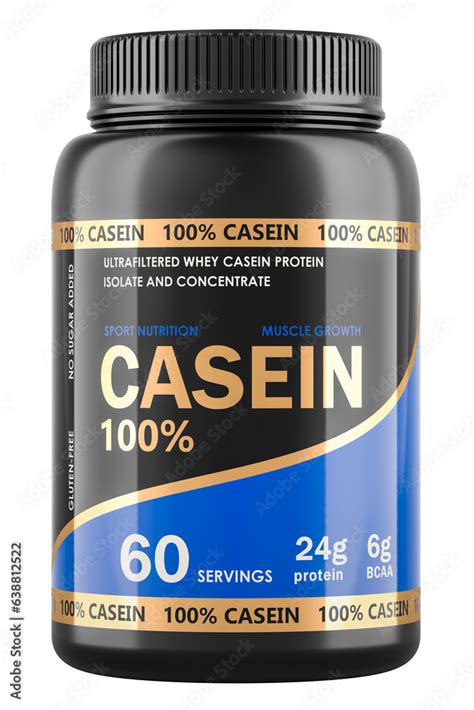 Micellar Casein Protein Powder Jar 3D Rendering Isolated On