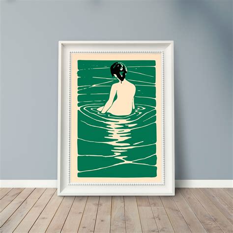 Ichijo Narumi Naked Woman In Water Edo Japanese Poster Wall Art Home