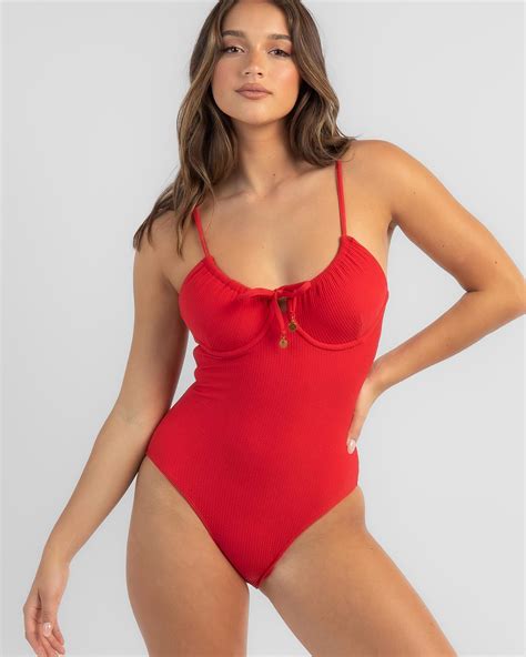 Shop Kaiami Evita Balconette One Piece Swimsuit In Chilli Red Fast