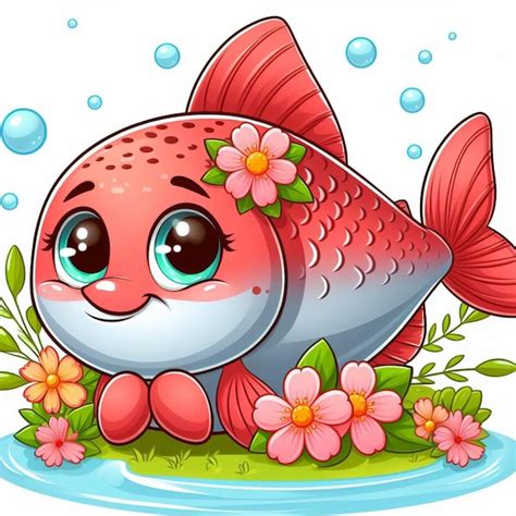 Premium Vector Cute Salmon Fish Vector Cartoon Illustration