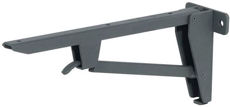 A Gray Metal Shelf Bracket On A White Background