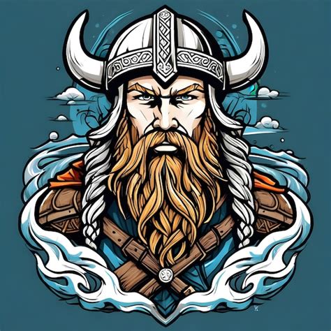 Arte de una plantilla de ilustración vectorial de un guerrero vikingo