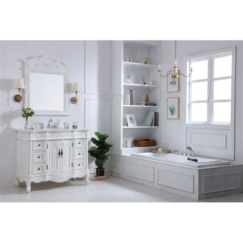 Elegant Decor Home Furnishing 42 In Antique White Undermount Single Sink Bathroom Vanity With