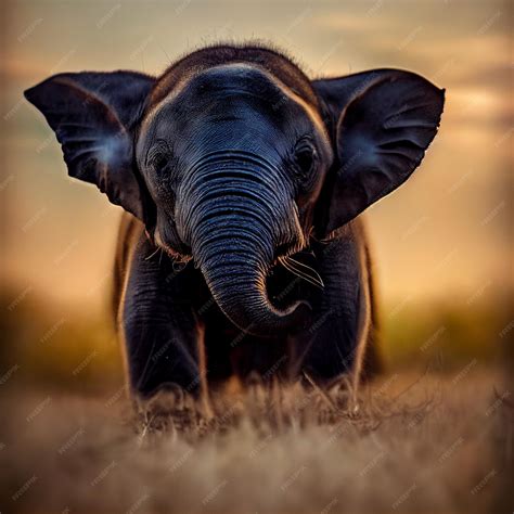 Premium Photo Cute Baby Elephant Calf In Nature 3d Rendering