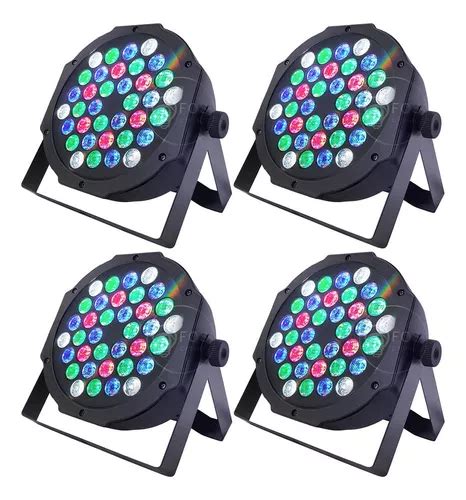 Kit 4 Refletor Par64 Led 36 Leds Cree 3w Rgbw Dmx Dj Strobo 110 220V