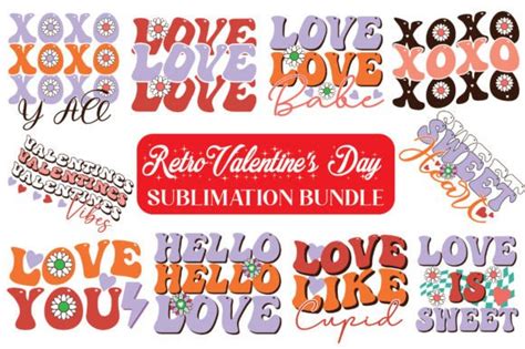 Retro Valentine S Day Sublimation Bundle Graphic By Mightypejes