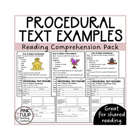 Procedural Text Examples Ten Reading Samples With Comprehension Etsy