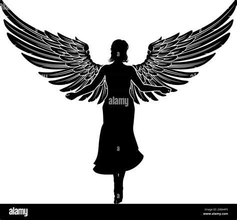 Angel Woman With Wings Silhouette Stock Vector Image Art Alamy