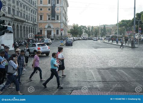 People Crossing The Street In Rome Italy Editorial Image Image Of