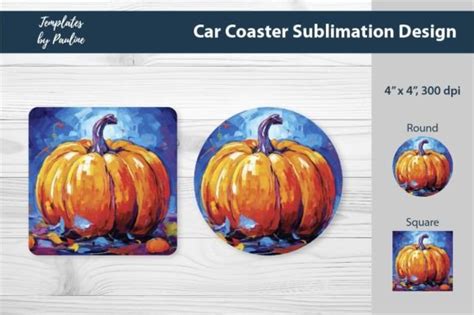 Pumpkin Car Coaster Sublimation Design Graphic By Templates By Pauline