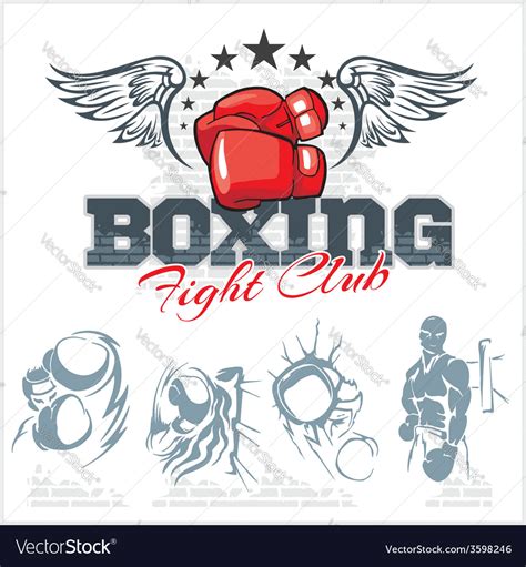 Boxing Labels And Icons Set Royalty Free Vector Image